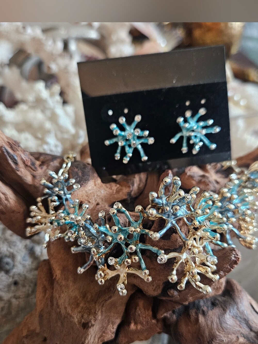 Coral Spike Necklace & Earrings Set